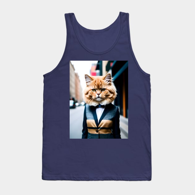 Humanoid Cat - Modern Digital Art Tank Top by Ai-michiart